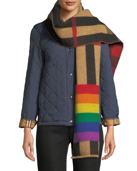 burberry reversible rainbow stripe and check cashmere scarf|Burberry Vintage.